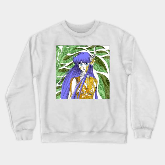 athena in totonac myth cloth goddess in saint seiya ecopop wallpaper floral art Crewneck Sweatshirt by jorge_lebeau